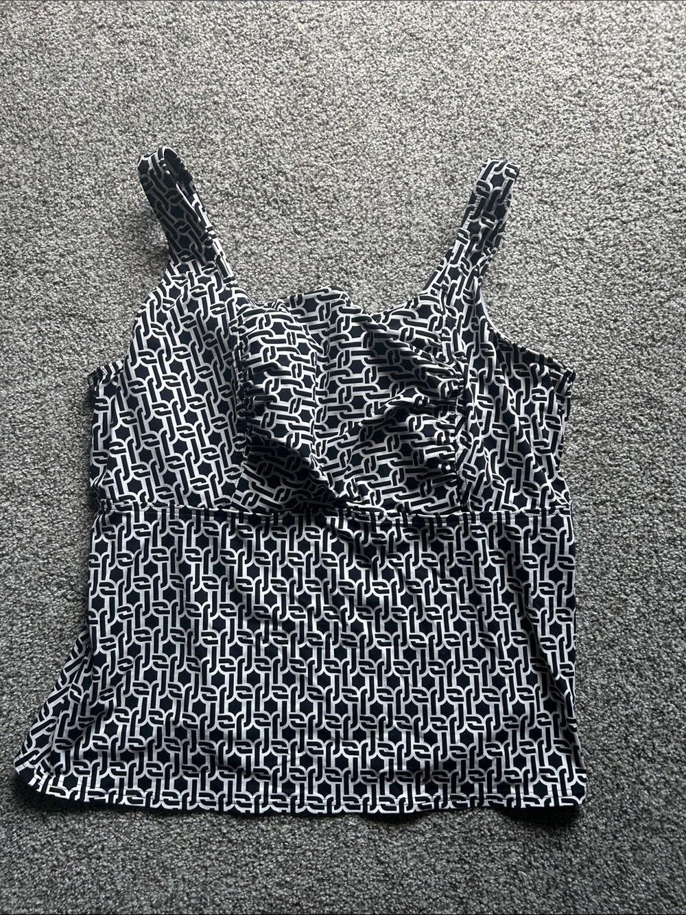 Lands' End Black and White Chain-Print Swim Cami